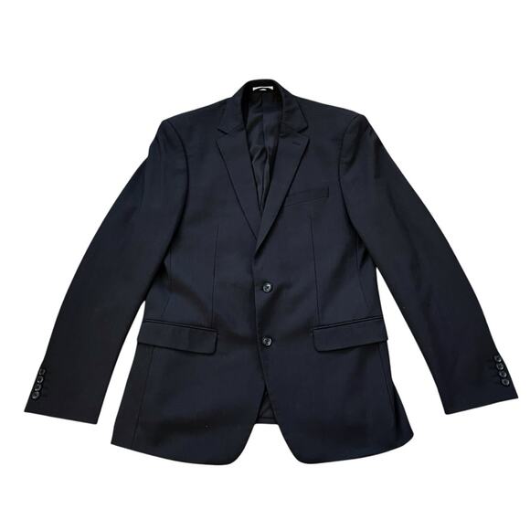 Bar III Navy Blue Wool Blend Skinny Fit Blazer And Pants Suit Set - Picture 1 of 13